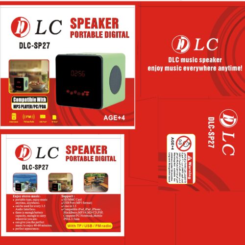 مكبر صوت رقمي محمول DLC-SP27 - راديو FM ودعم كارت ذاكرة وUSB